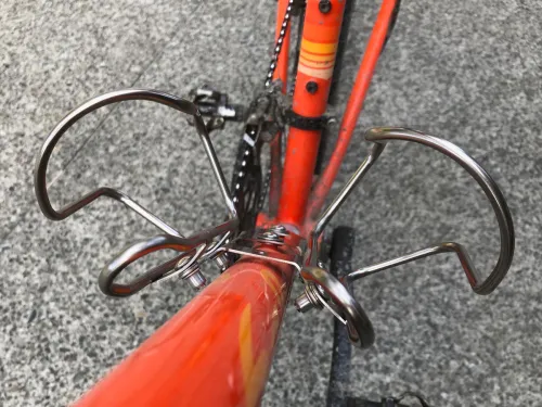 45 degree double bottle cage adaptor installed facing up